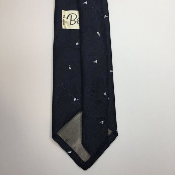 Bernie of California Mens Tie Necktie Navy Blue White Gold Sparkles Formal - Picture 5 of 9